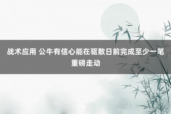 战术应用 公牛有信心能在驱散日前完成至少一笔重磅走动