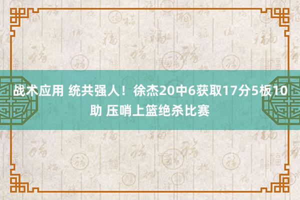 战术应用 统共强人！徐杰20中6获取17分5板10助 压哨上篮绝杀比赛