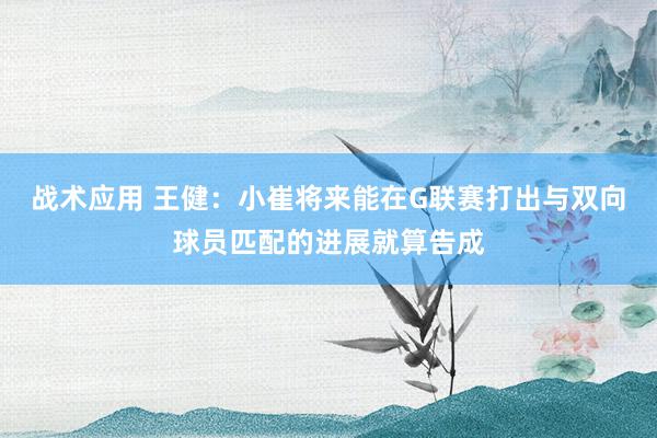 战术应用 王健：小崔将来能在G联赛打出与双向球员匹配的进展就算告成