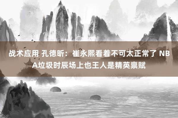 战术应用 孔德昕：崔永熙看着不可太正常了 NBA垃圾时辰场上也王人是精英禀赋