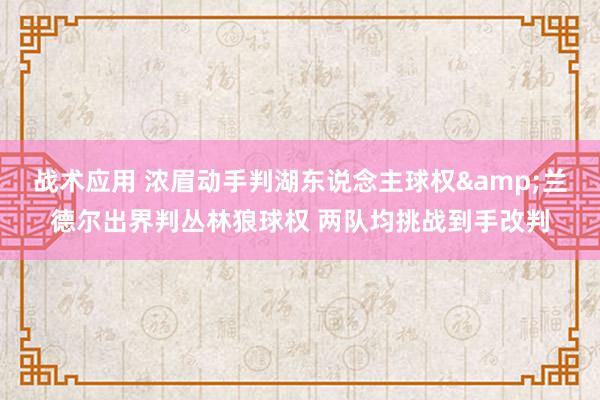 战术应用 浓眉动手判湖东说念主球权&兰德尔出界判丛林狼球权 两队均挑战到手改判