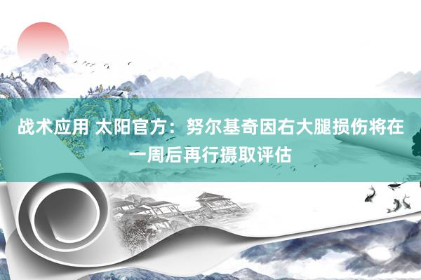 战术应用 太阳官方：努尔基奇因右大腿损伤将在一周后再行摄取评估